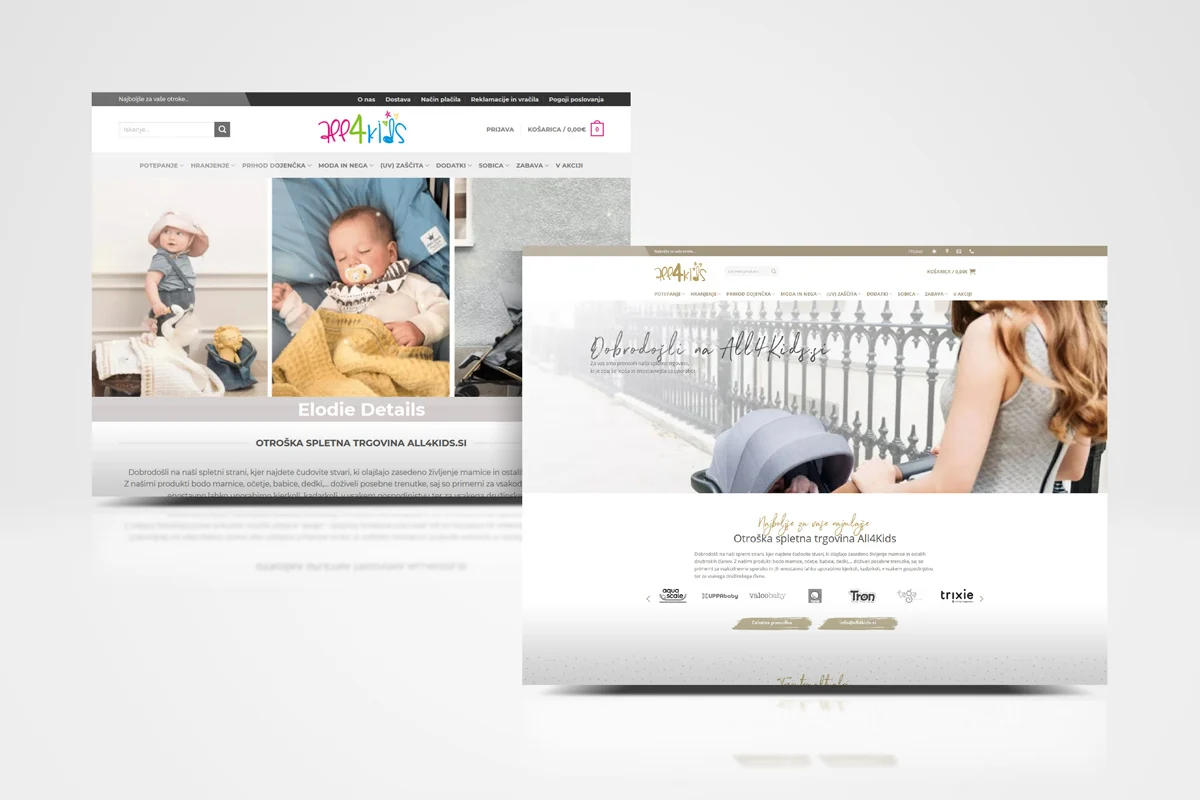 Re-design spletne trgovine All4Kids.si 1 prej in potem spletna trgovina all4kids